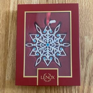 2025 Lenox Snow Majesty Silver and Blue Snowflake Ornament